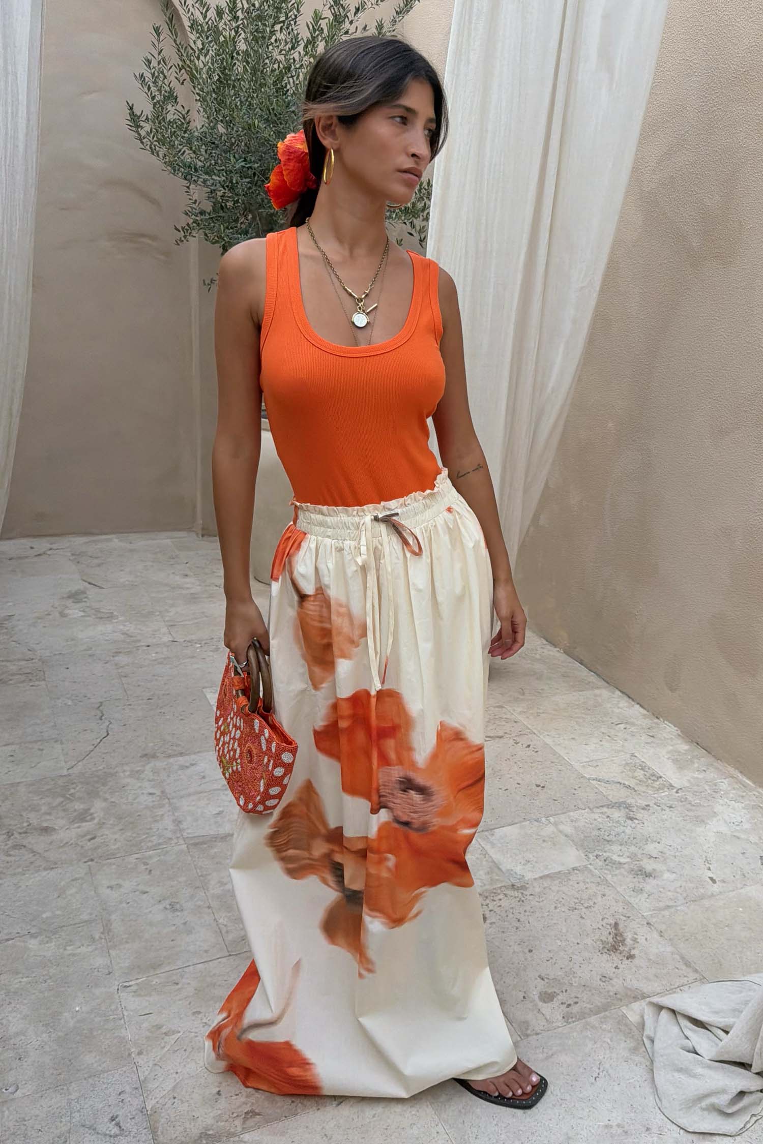 Blurred Floral Midi Skirt - Image 2