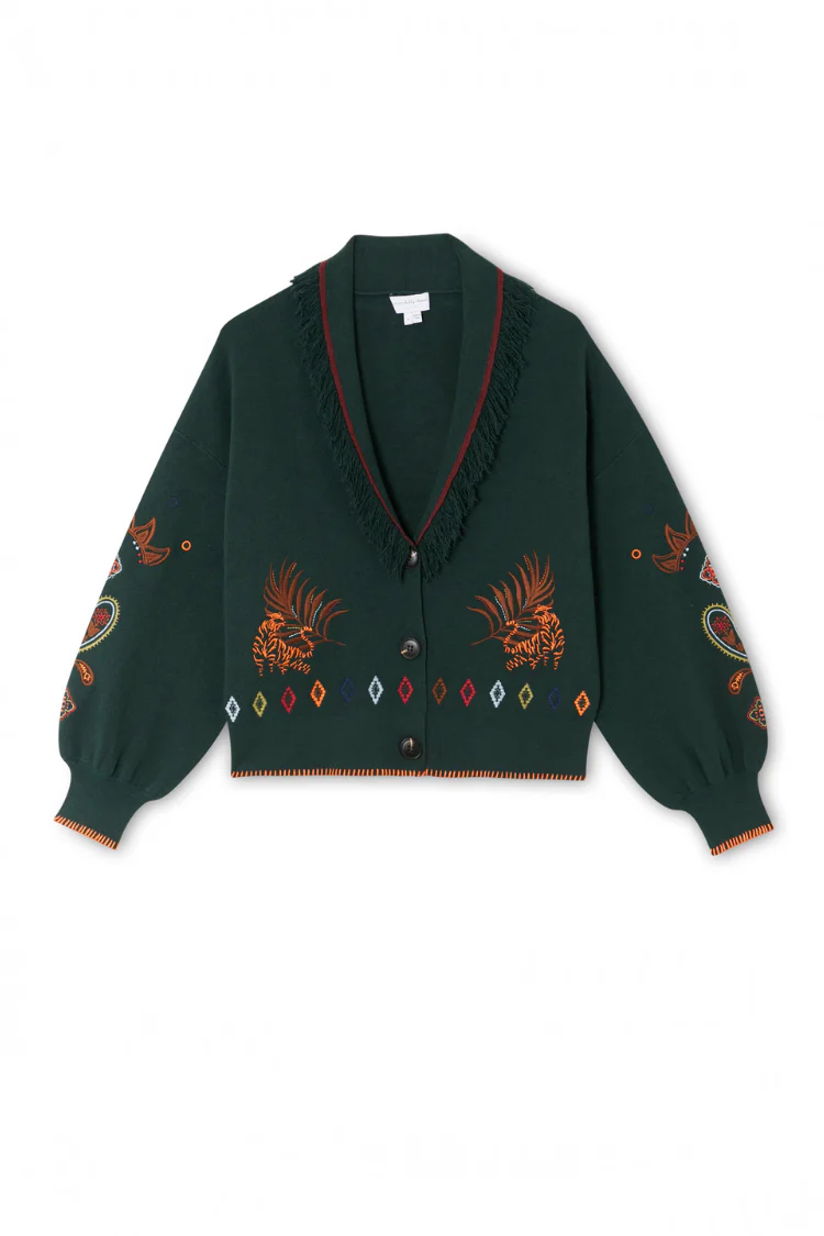 Bottle Green Safari Cardigan - Image 8
