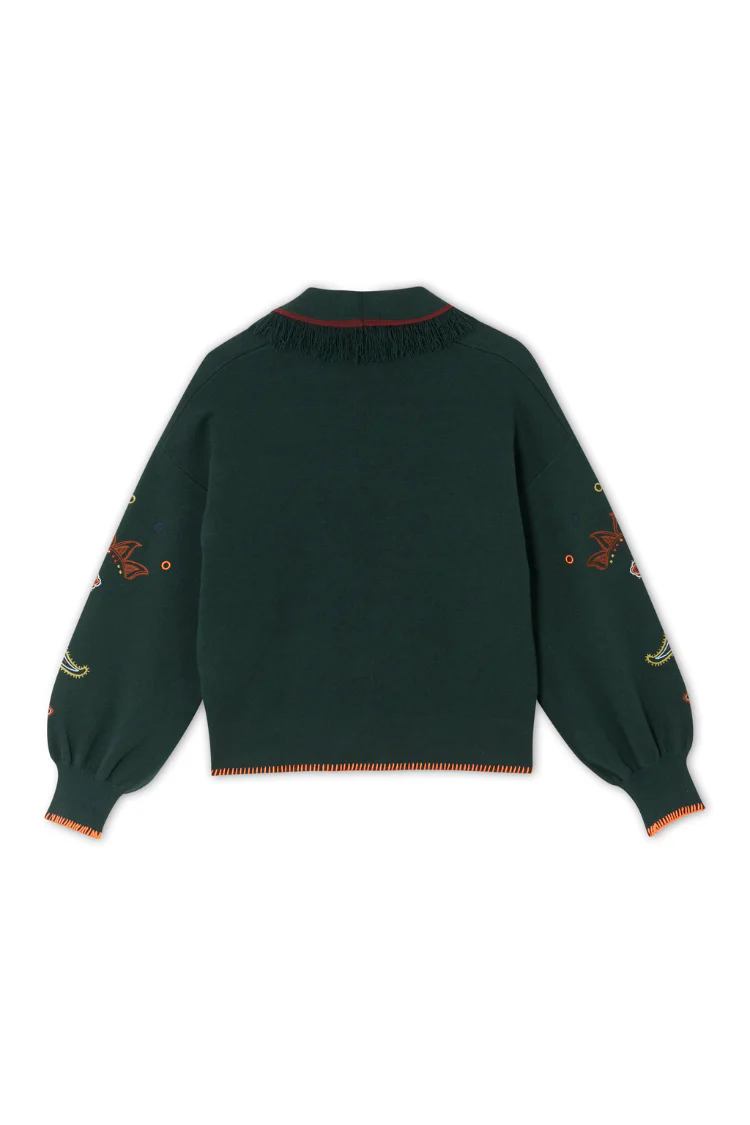 Bottle Green Safari Cardigan - Image 9