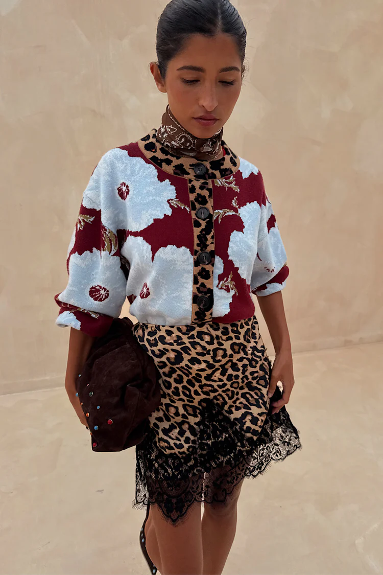 Burgundy & Blue Poppy Cardigan - Image 2
