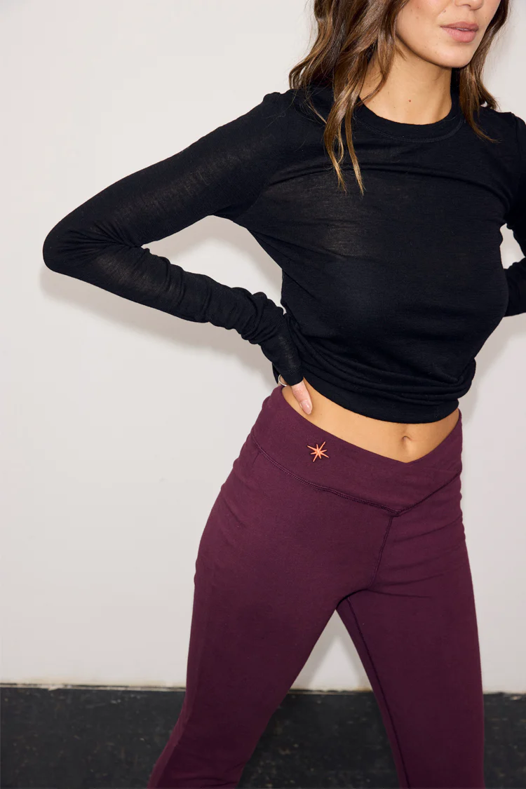 Burgundy Cotton Wide Leg Pants with Coral Embroidery - Image 7