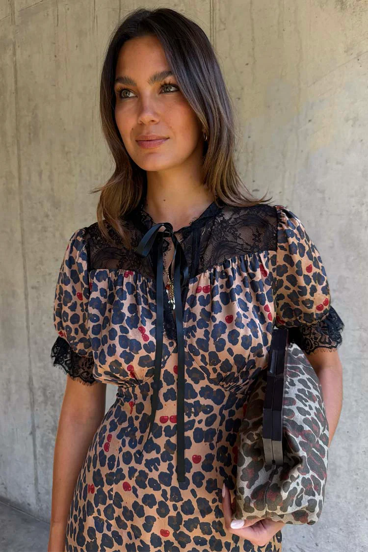 Cherry Leopard Mini Lyla Dress - Image 3