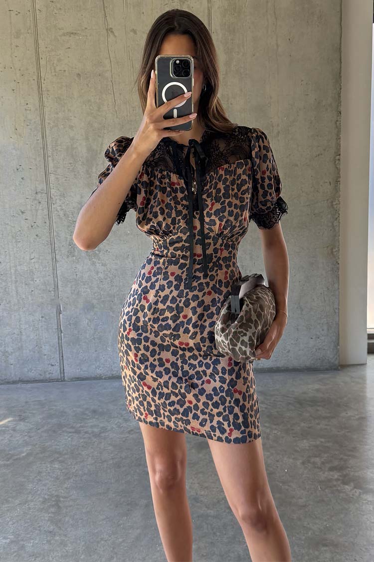 Cherry Leopard Mini Lyla Dress - Image 8