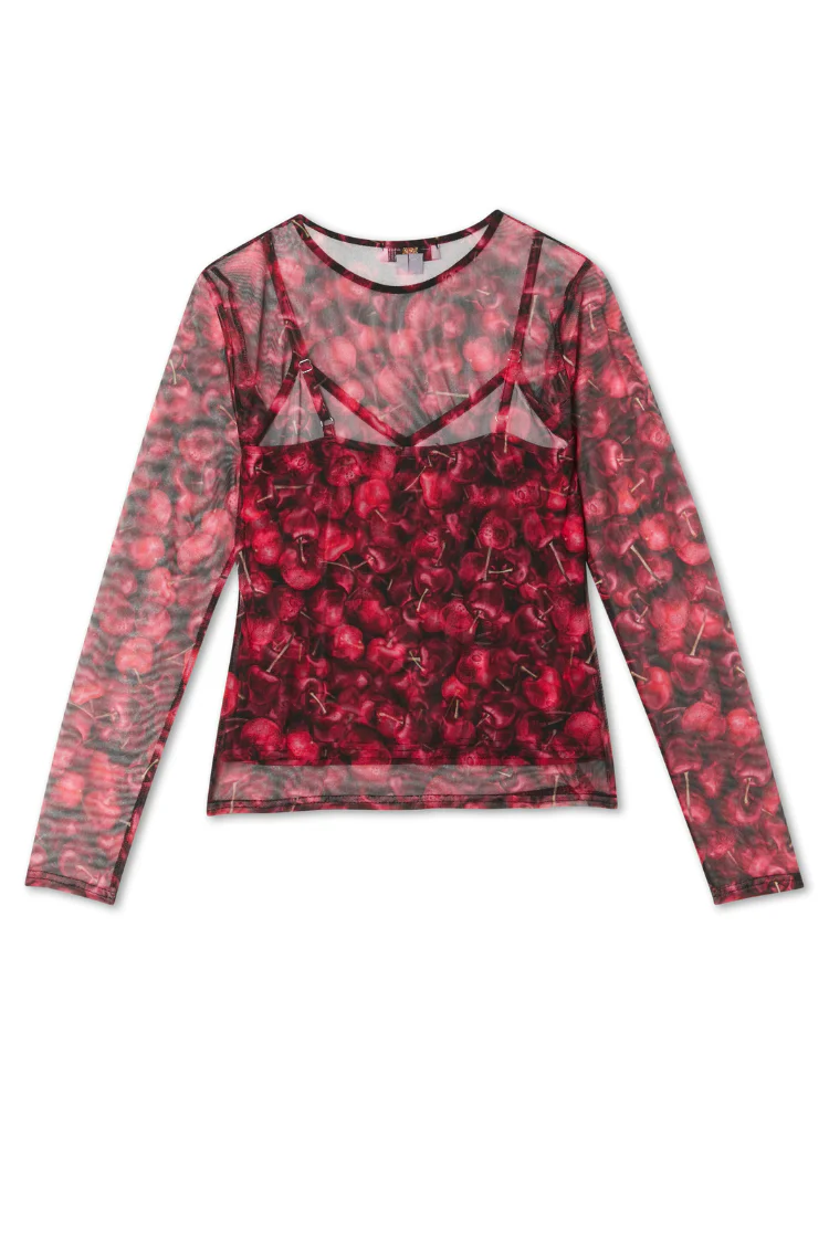 Cherry Mesh Long Sleeve Top - Image 12