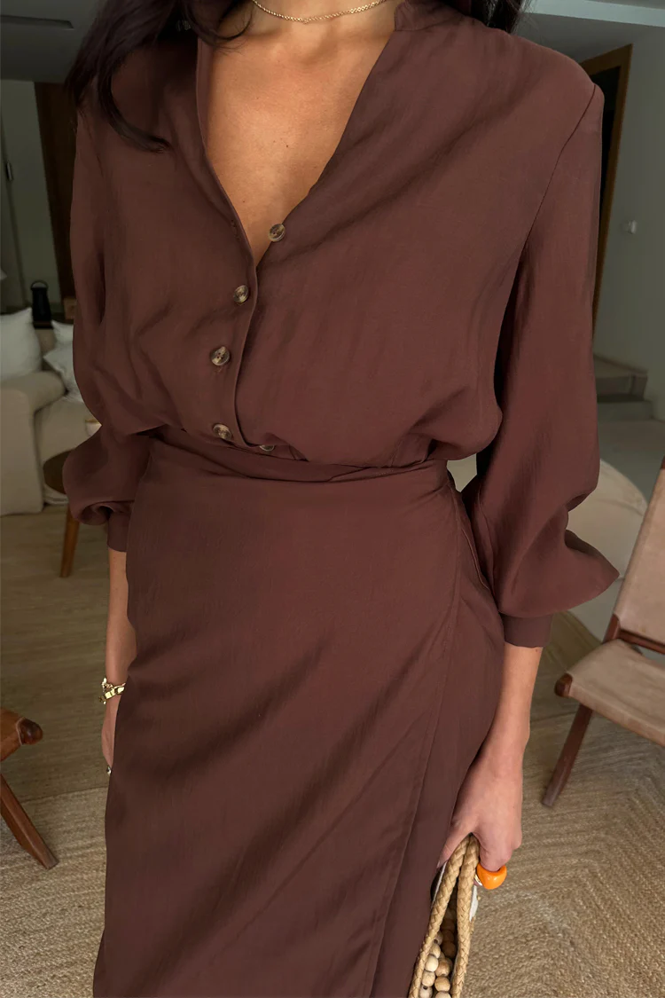 Chocolate Midi Miley Shirt Dress - Image 3