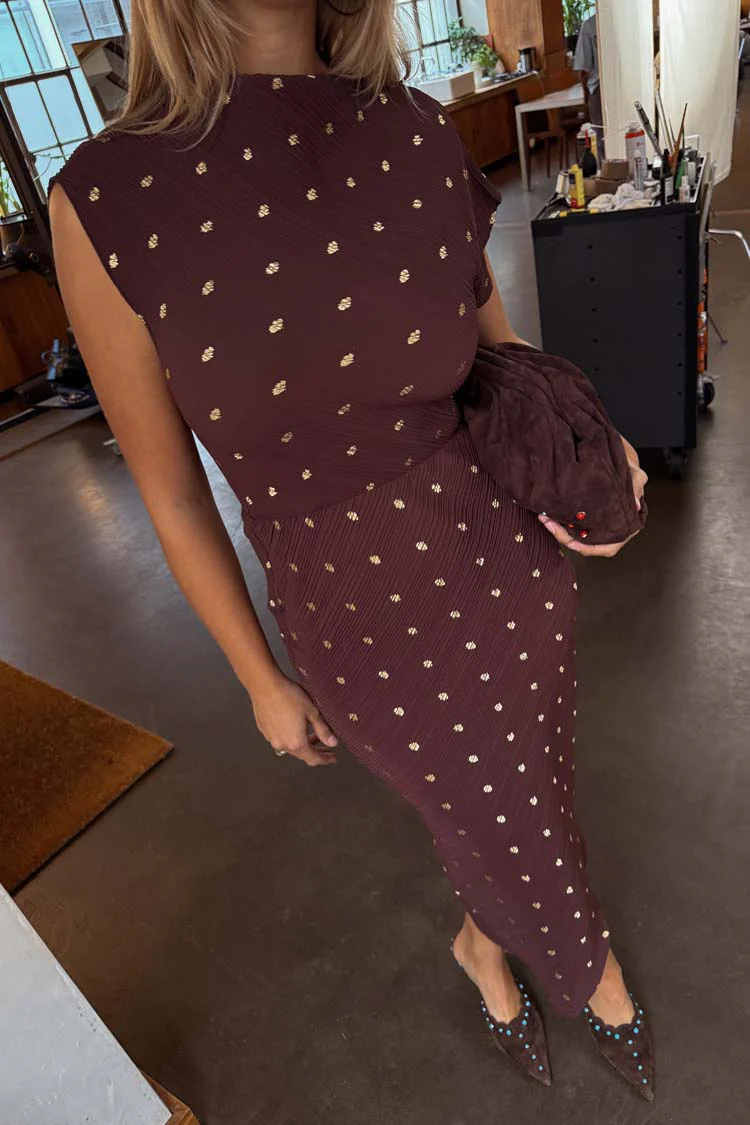 Chocolate Plisse Desiree Dress - Image 2