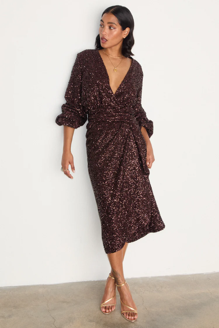 Chocolate Sequin Vienna Dress - Image 6