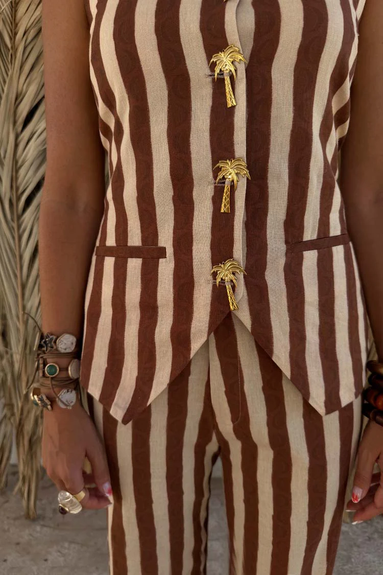 Chocolate Stripe Waistcoat - Image 3