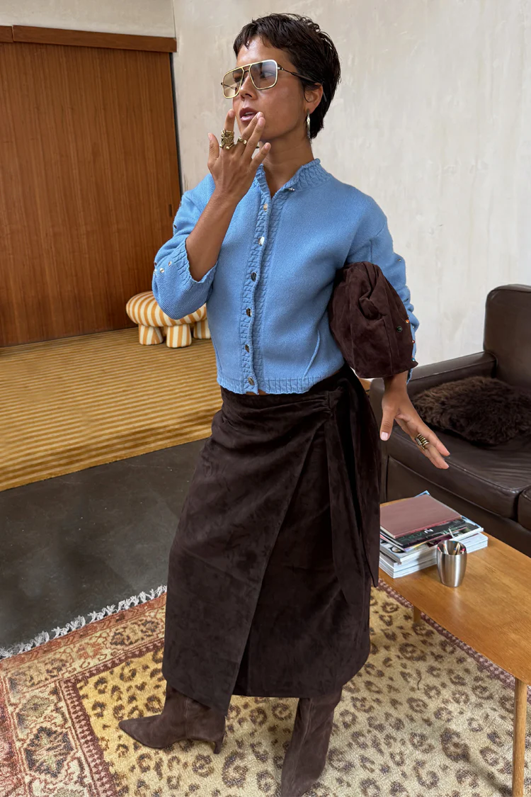 Chocolate Suede Jaspre Skirt - Image 4