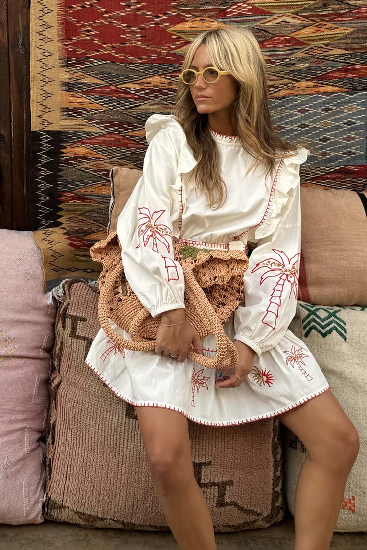 Cream And Red Pollenca Mini Dress - Image 2