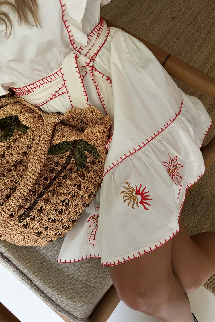 Cream And Red Pollenca Mini Dress - Image 8