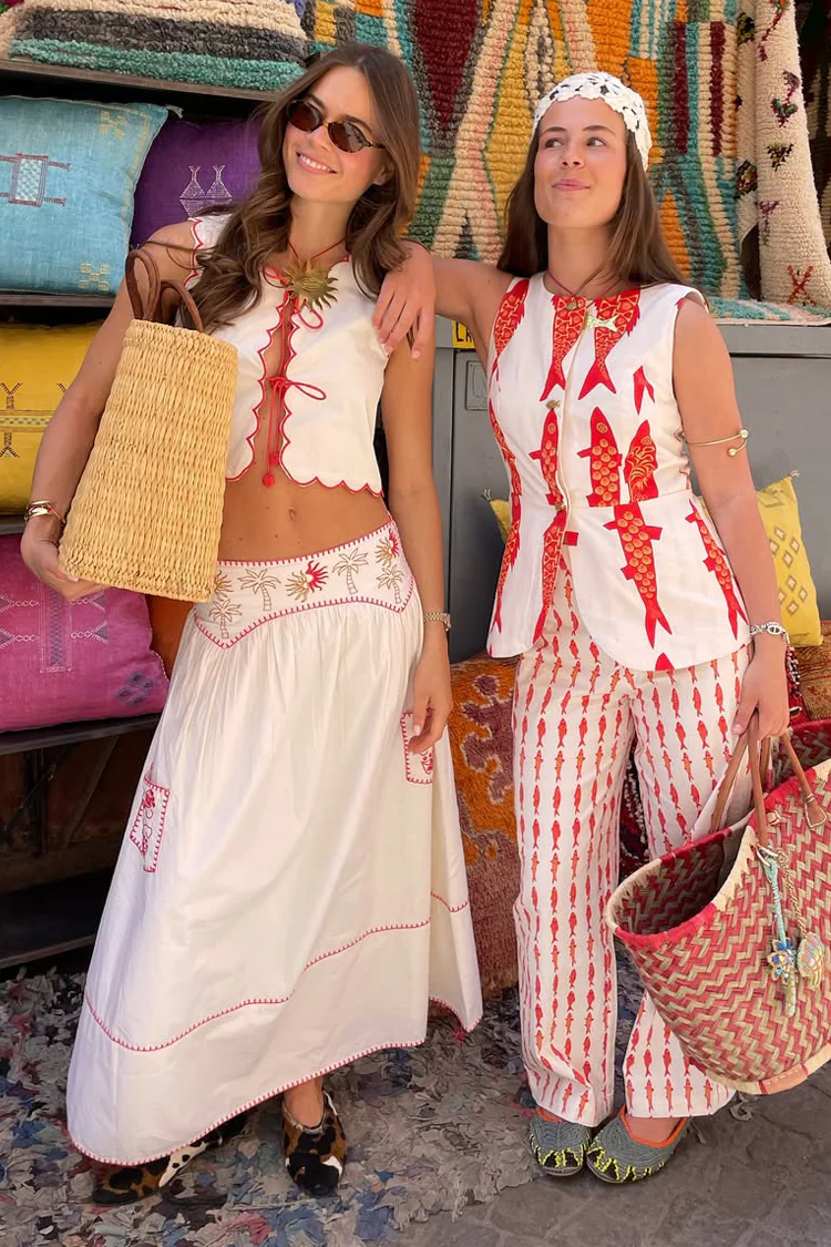 Cream and Red Pollenca Skirt - Image 2