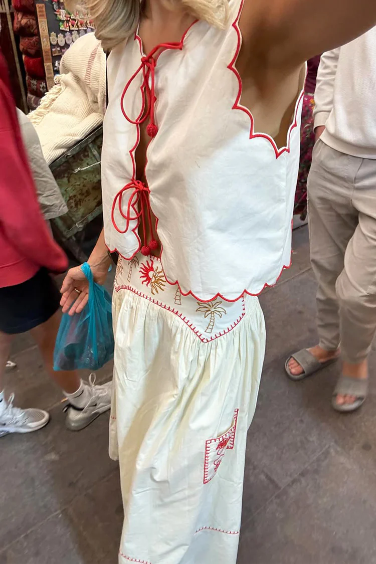 Cream and Red Pollenca Top - Image 3