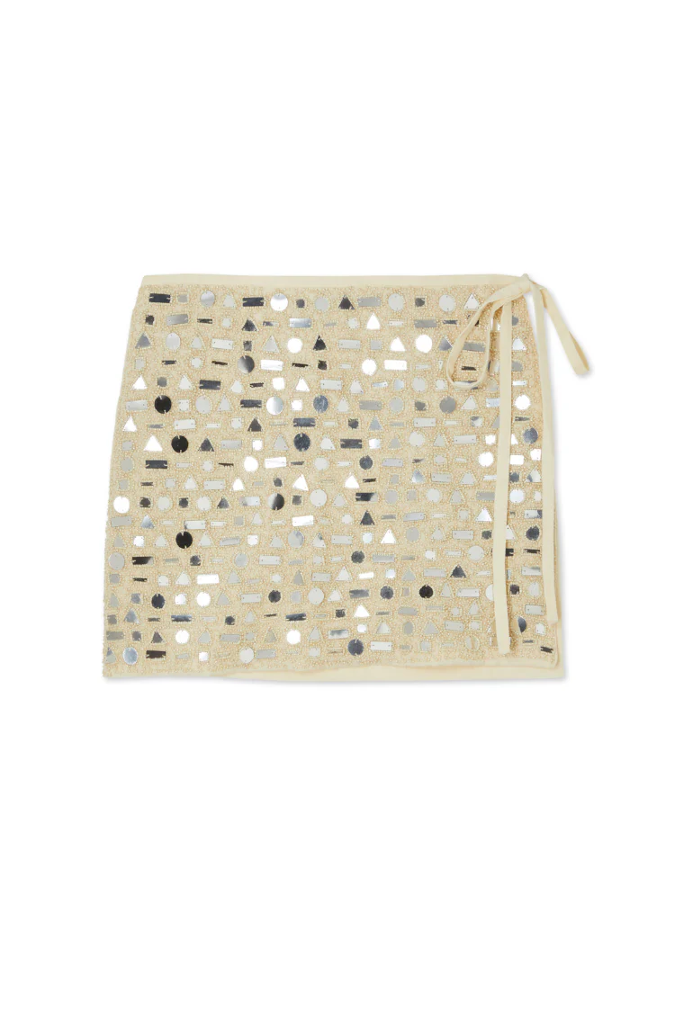 Cream Beaded Mirror Skirt - Image 11