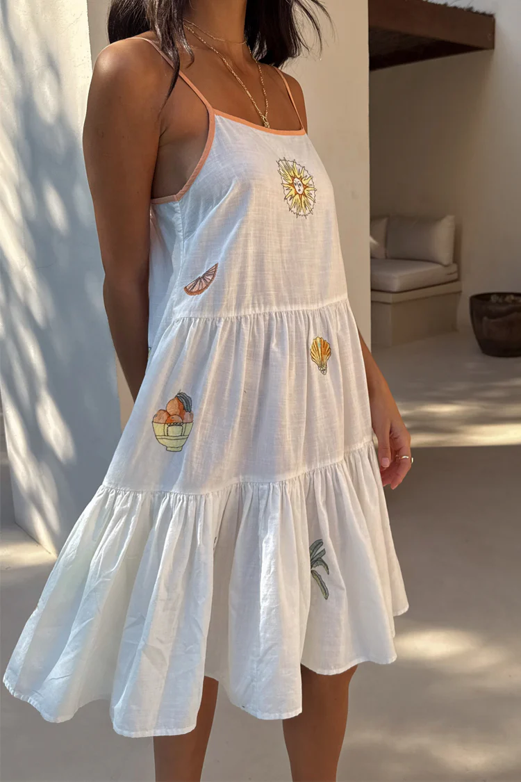 Cream Embroidered Slip Dress - Image 2