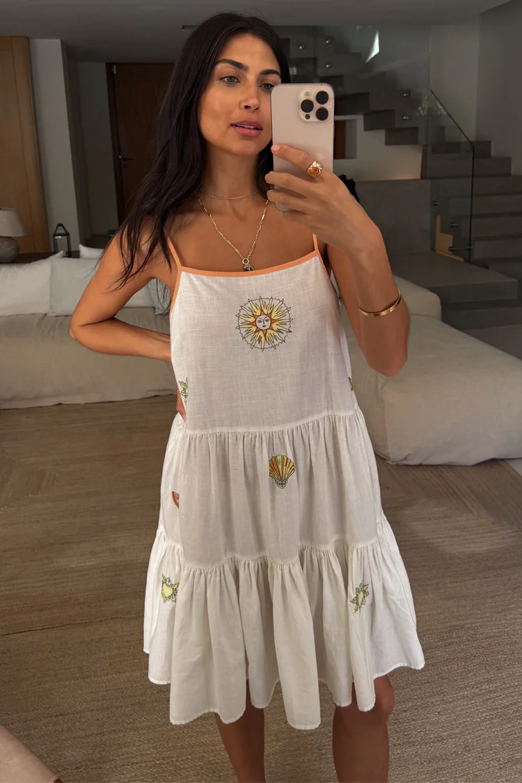 Cream Embroidered Slip Dress - Image 3