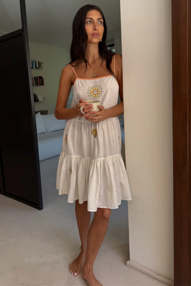 Cream Embroidered Slip Dress - Image 4