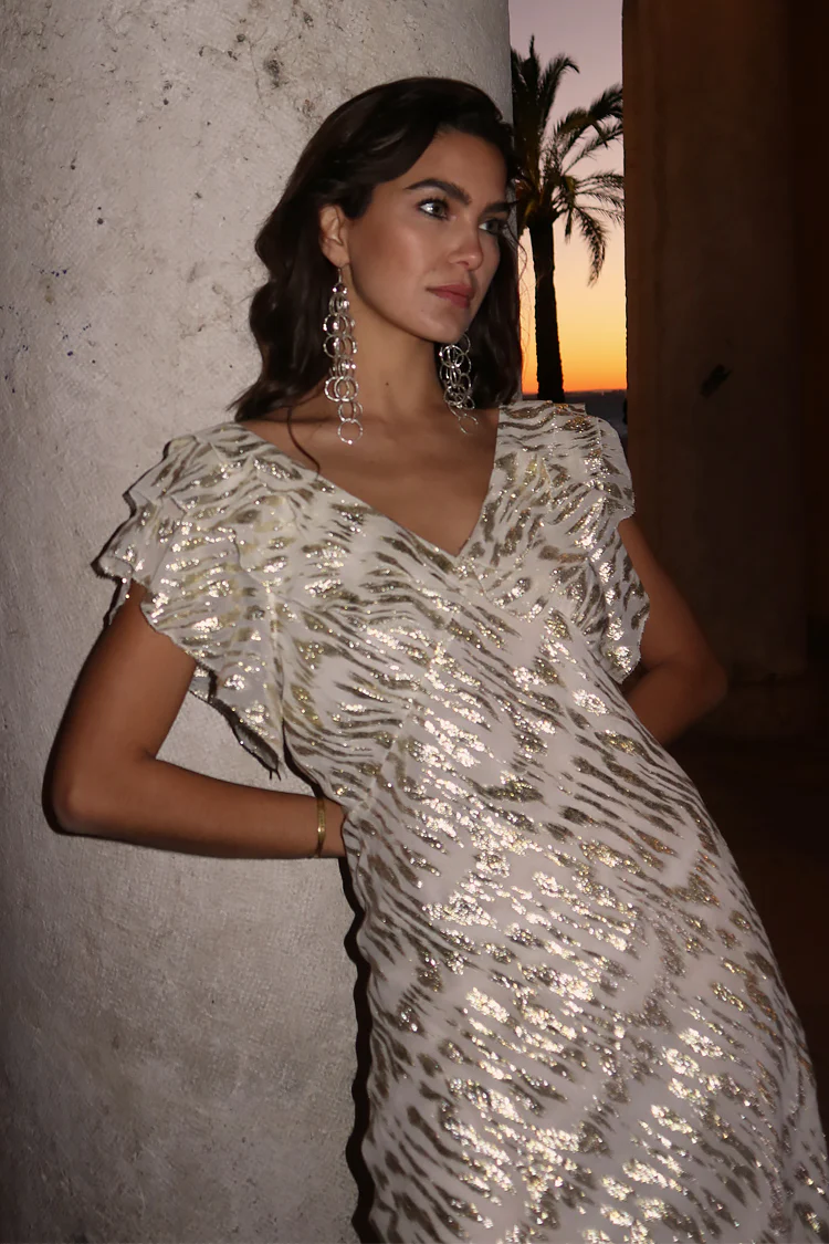 Cream Jacquard Tilda Mini Dress - Image 2