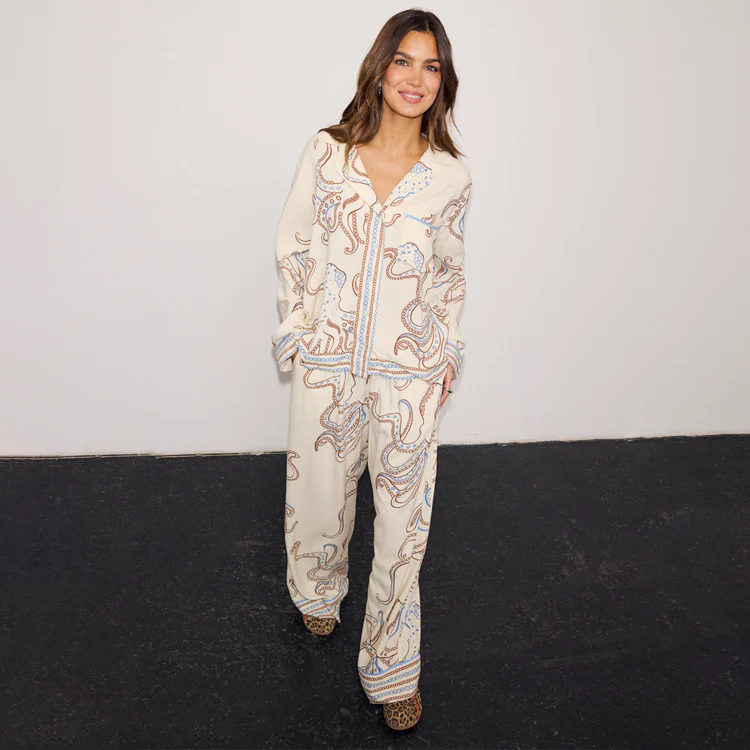 Cream Octopus Button Through Pyjamas
