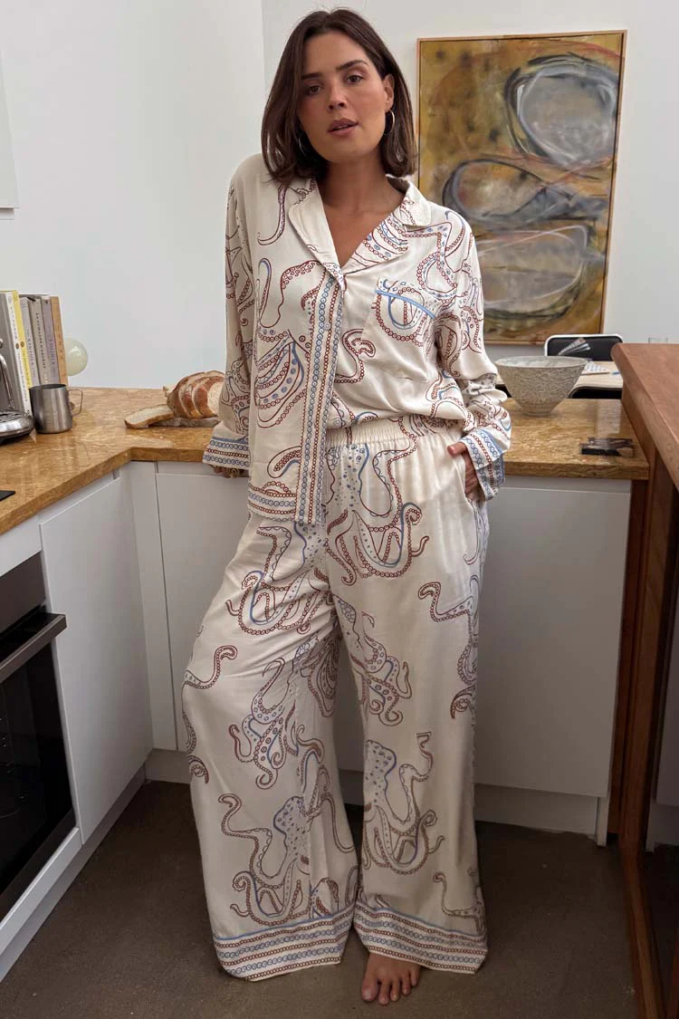 Cream Octopus Button Through Pyjamas - Image 11
