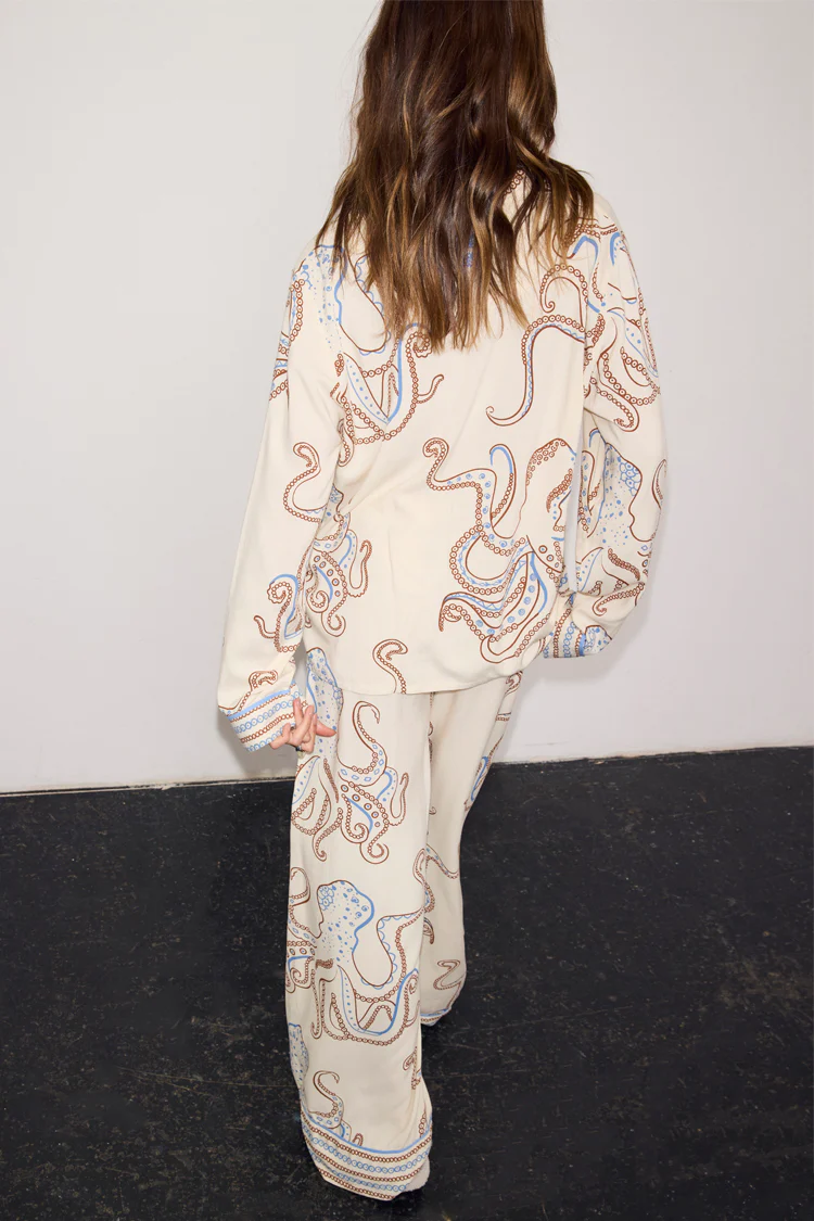 Cream Octopus Button Through Pyjamas - Image 6