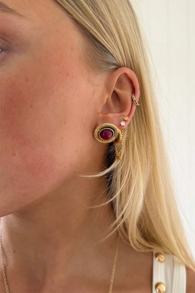 Deloris Red Circle Earrings - Image 2