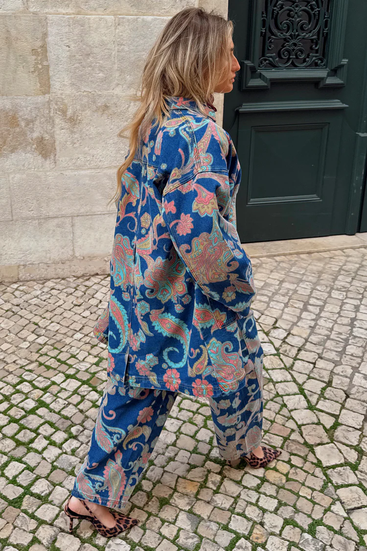 Denim Paisley Belted Shacket - Image 10