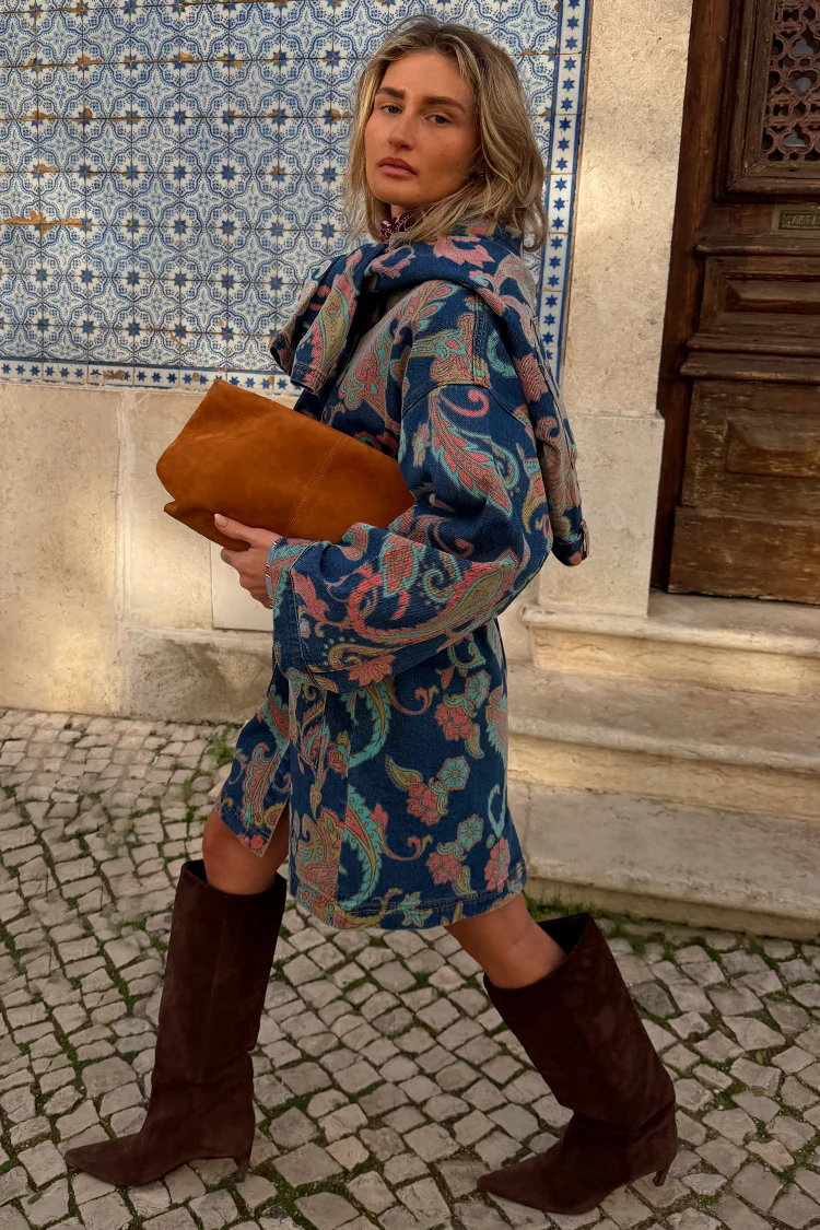 Denim Paisley Belted Shacket - Image 6