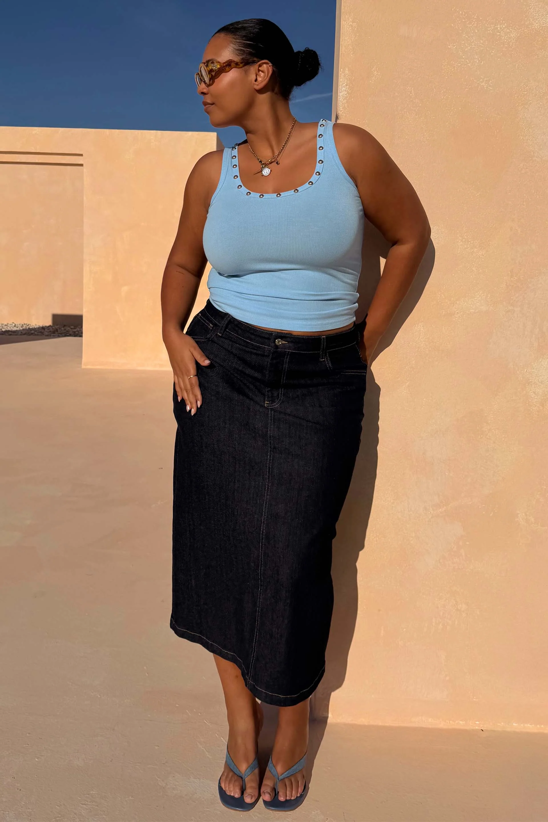 Denim Pencil Skirt - Image 5