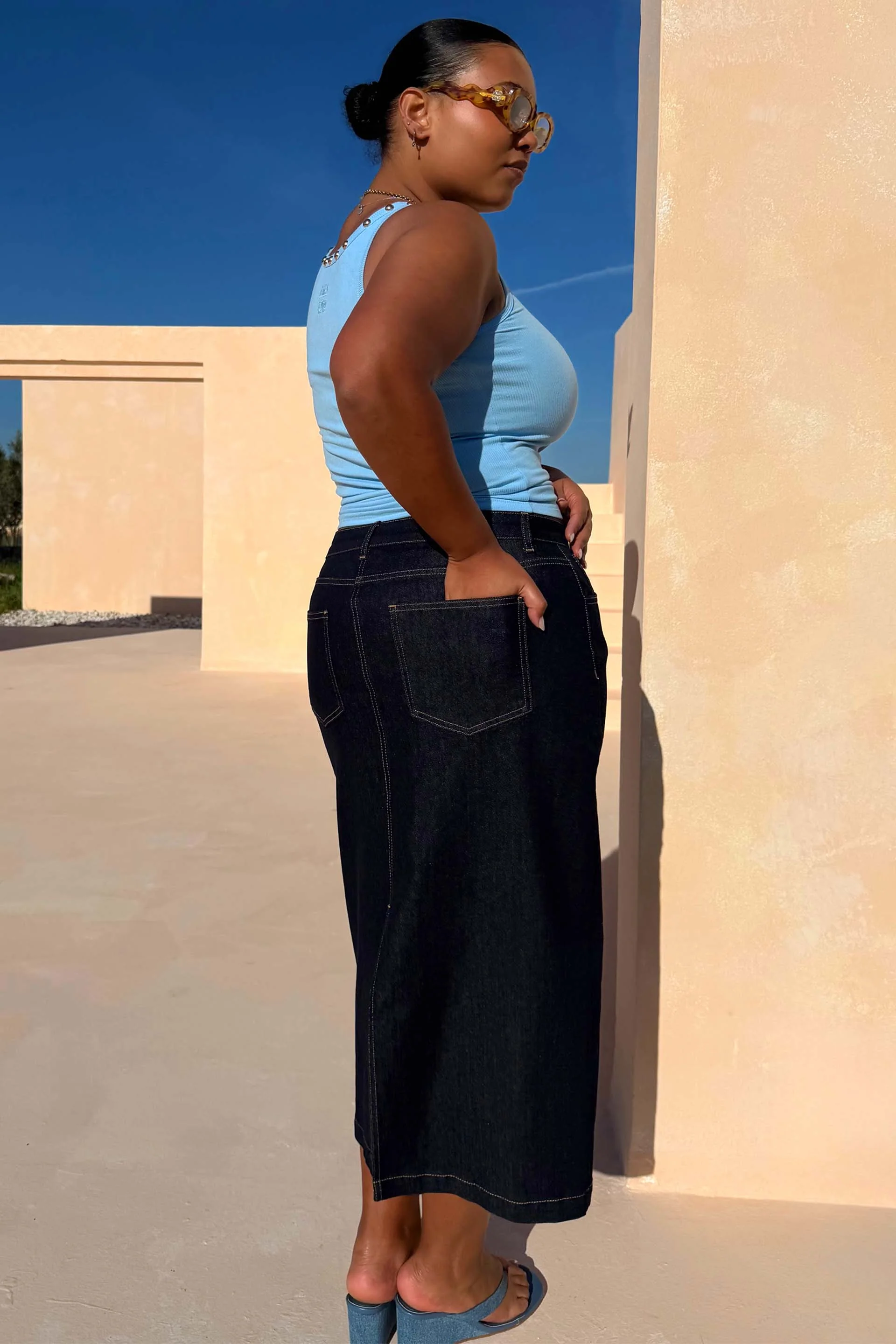 Denim Pencil Skirt - Image 8