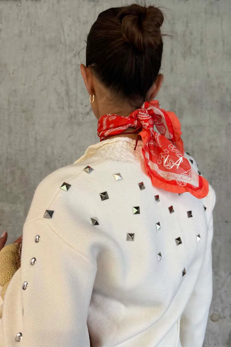 Ecru Studded Cardigan - Image 2