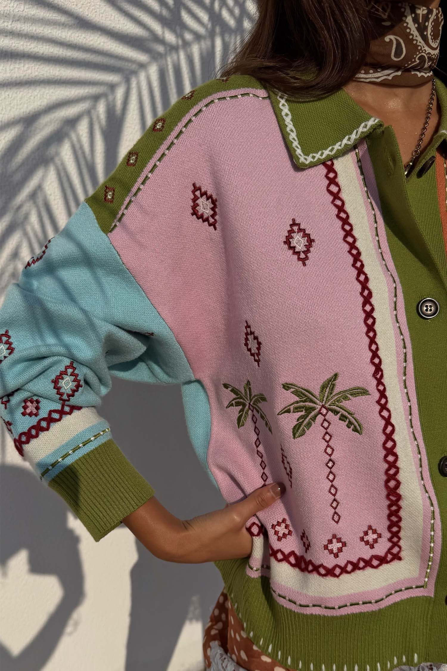 Geometric Palm Cardigan - Image 3