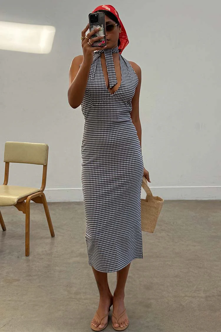 Gingham Halterneck Dress - Image 4