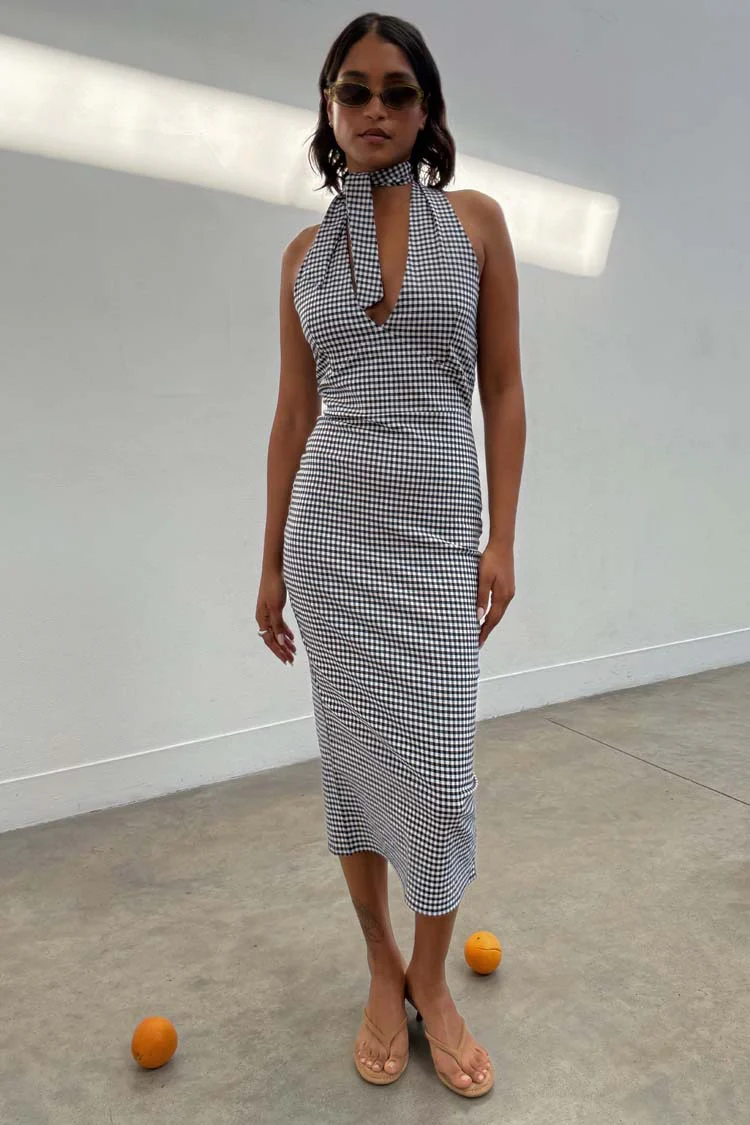 Gingham Halterneck Dress - Image 8