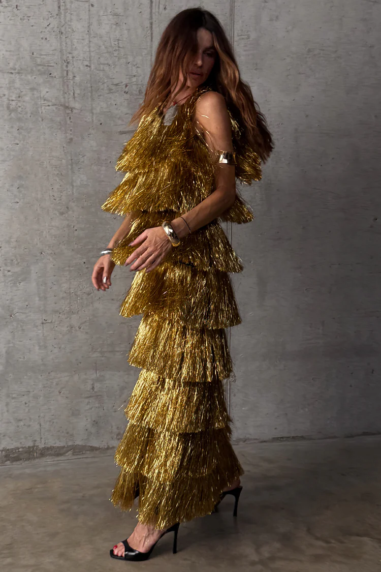 Gold Fringe Dress - Image 2