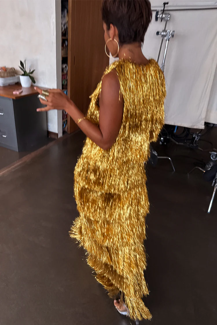 Gold Fringe Dress - Image 4