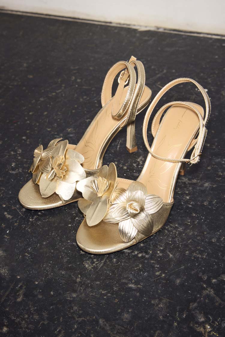 Gold Metallic Flower Heel - Image 2