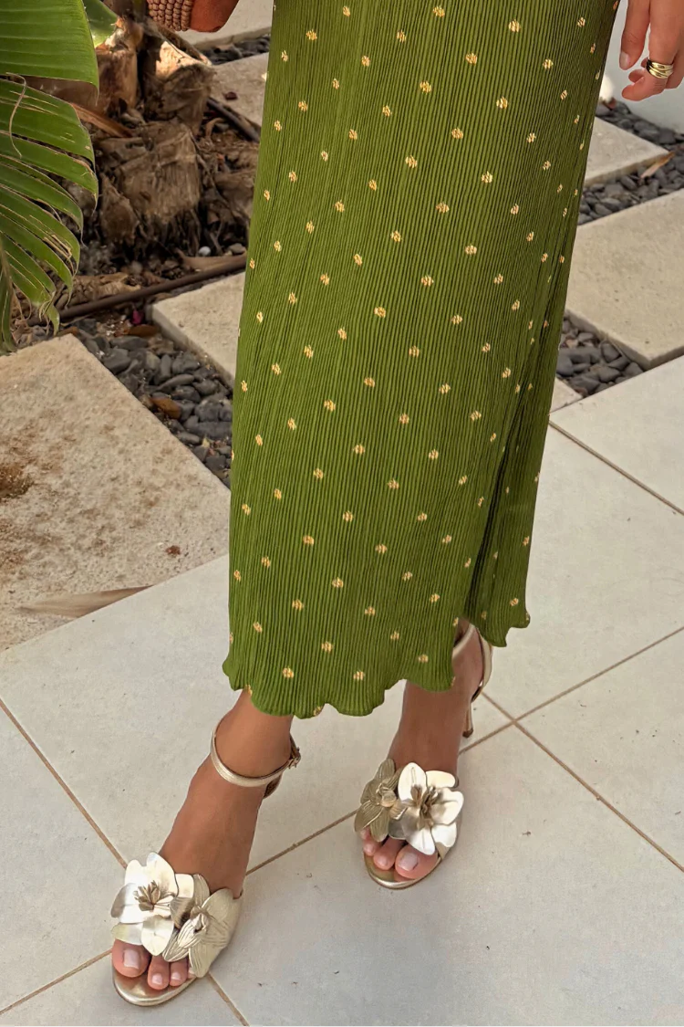 Gold Metallic Flower Heel - Image 3
