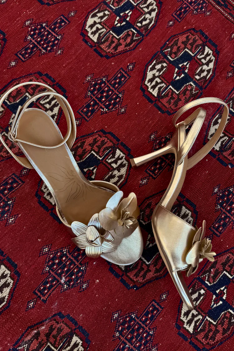 Gold Metallic Flower Heel - Image 9
