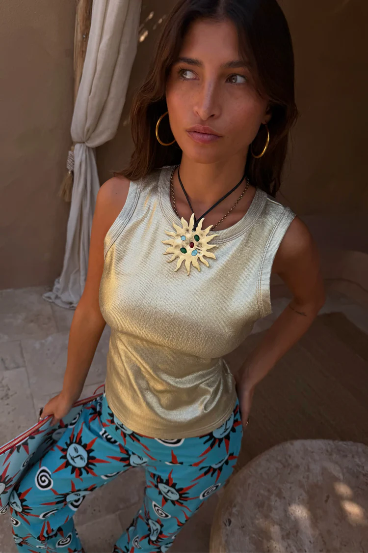 Gold Ribbed Tank Top - Image 4