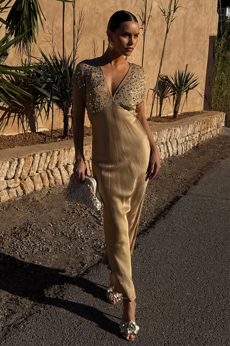 Gold Sequin Elodie Dress - Image 3