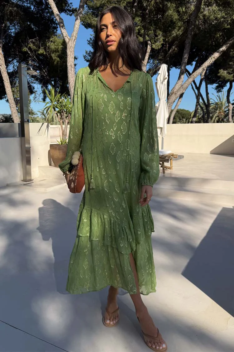 Green Jacquard Harmony Dress Petite - Image 5