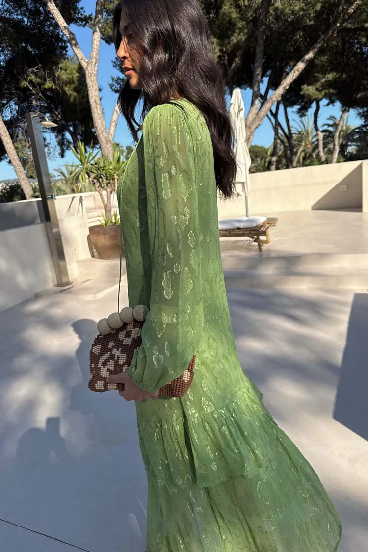 Green Jacquard Harmony Dress Petite - Image 6