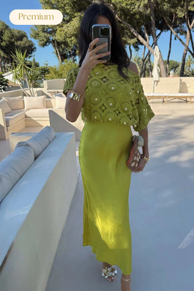 Green Shell Crochet Tilly Dress - Image 2