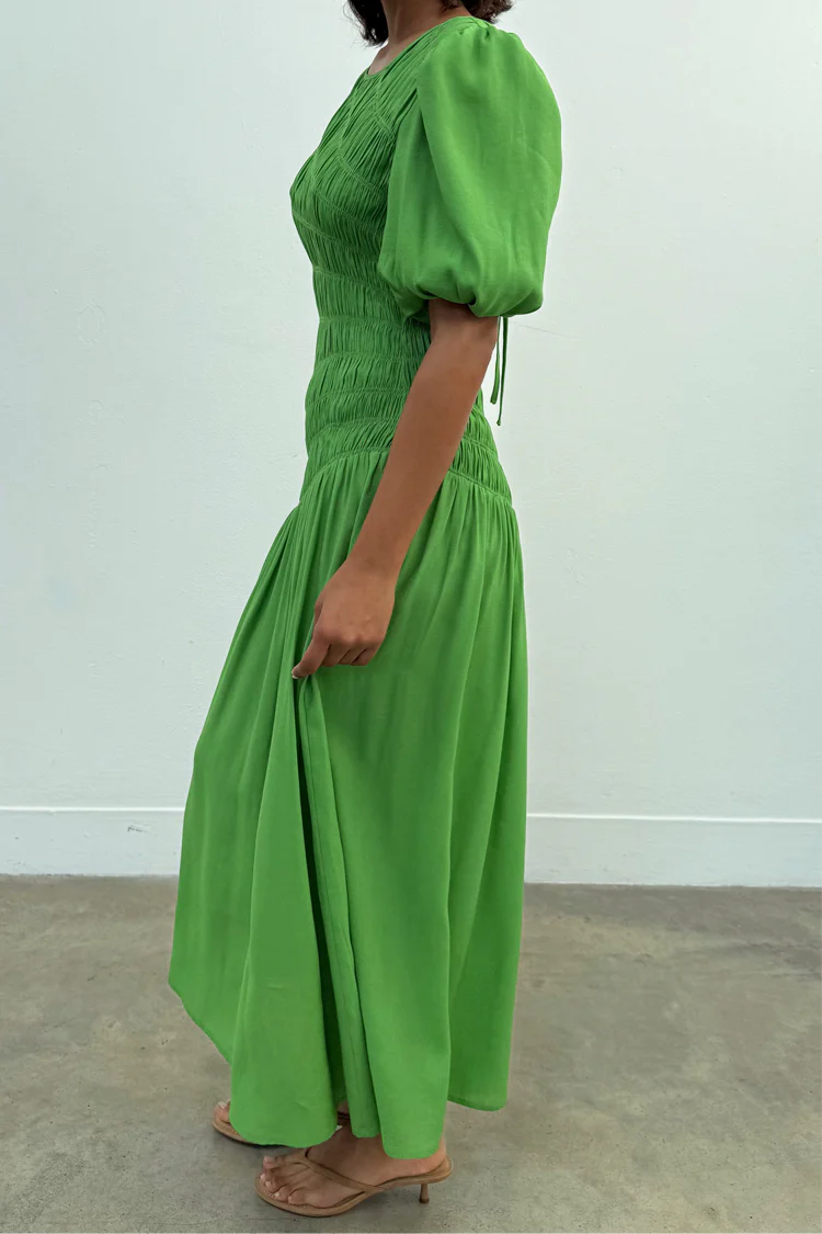 Green Shirred Nara Dress - Image 10