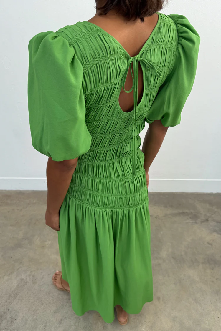 Green Shirred Nara Dress - Image 11
