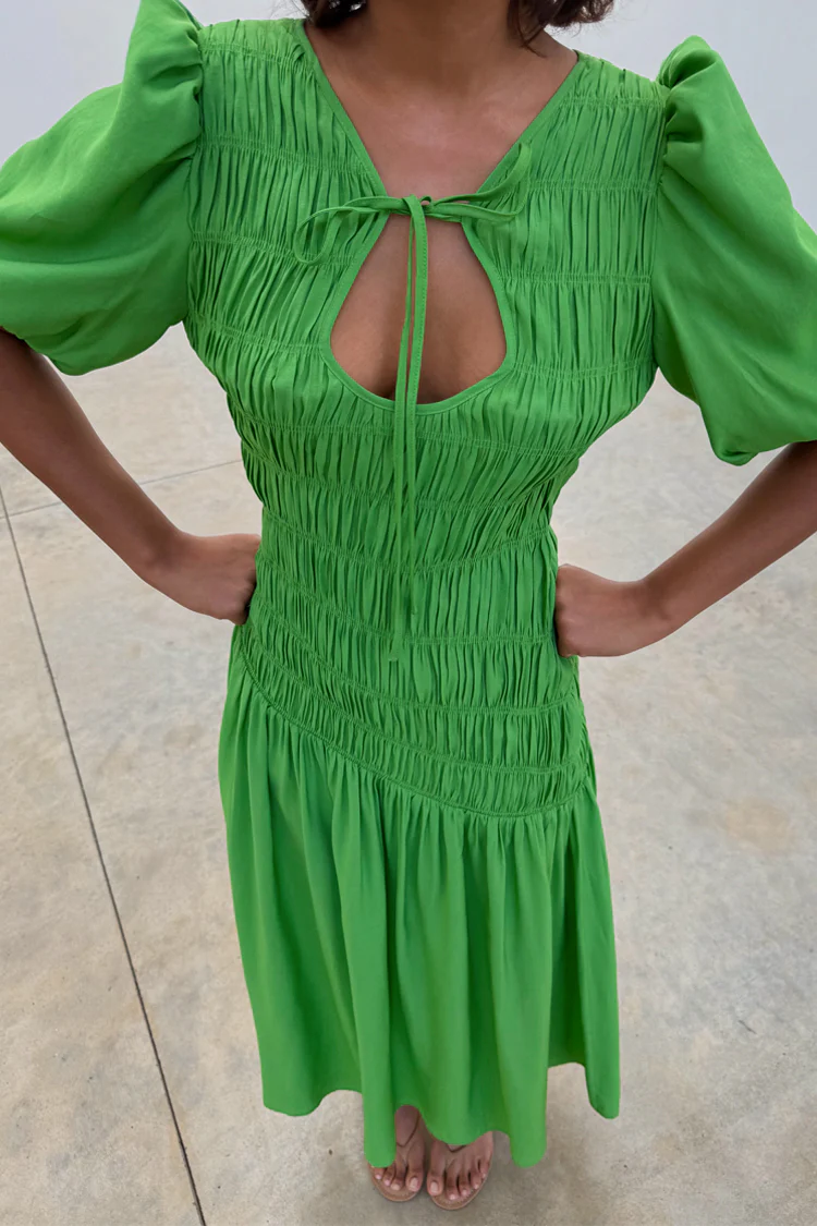 Green Shirred Nara Dress - Image 13