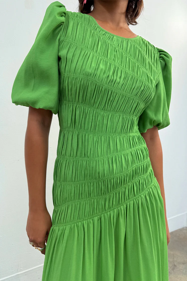 Green Shirred Nara Dress - Image 3