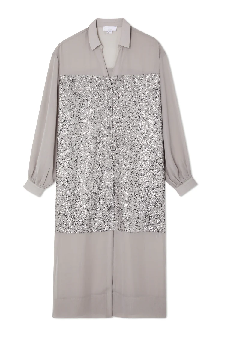 Gunmetal Sequin Lila Shirt Dress - Image 11