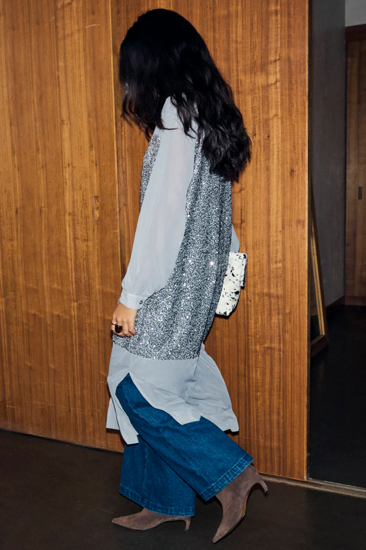 Gunmetal Sequin Lila Shirt Dress - Image 9